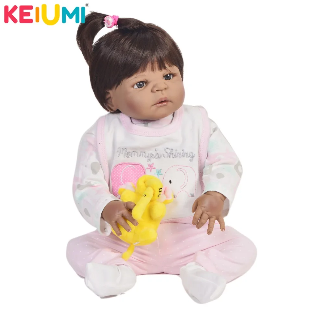 

KEIUMI Lifelike 23 Inch Reborn Dolls 57 cm Full Silicone Realistic Newborn Girl Baby Doll Toy For Kids Christmas Gift Black Skin