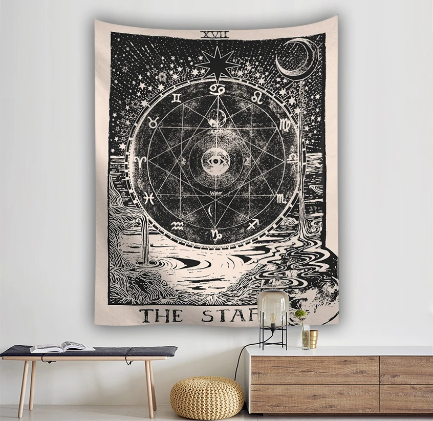 Настенный Гобелен Таро с Луной расшитый звездами полиэфирные тканевые гобелены