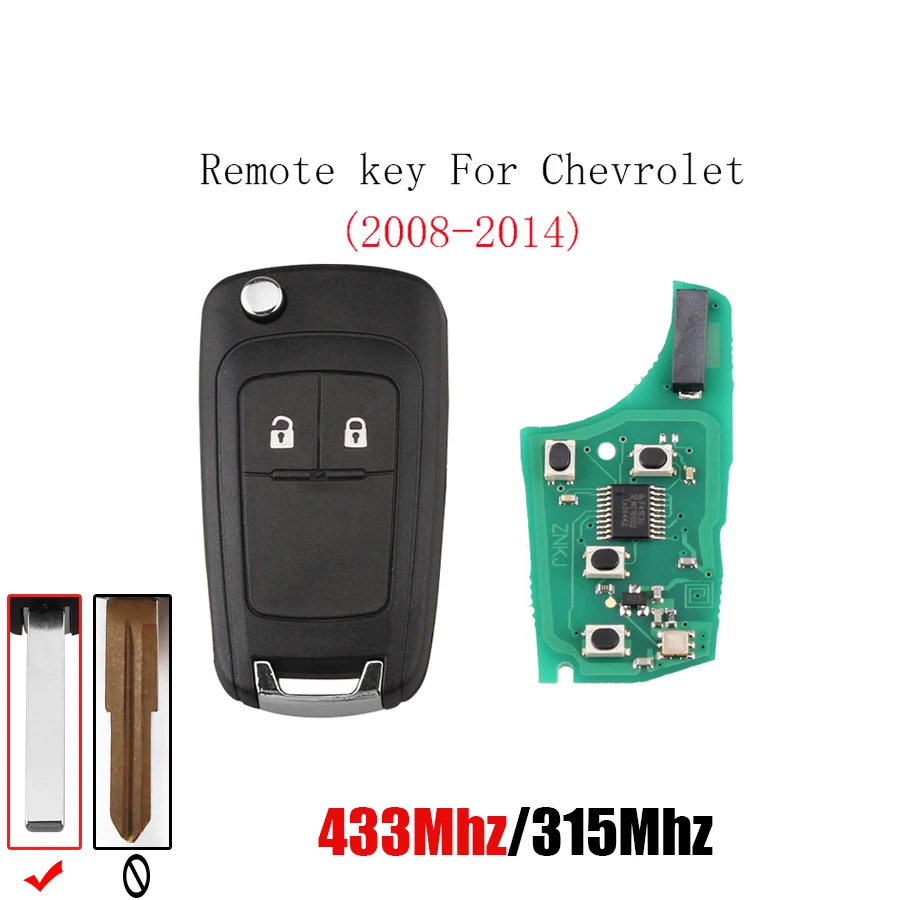 433/315 МГц ID46 чип дистанционного ключа для Chevrolet Cruze Aveo Orlando 2 кнопки флип