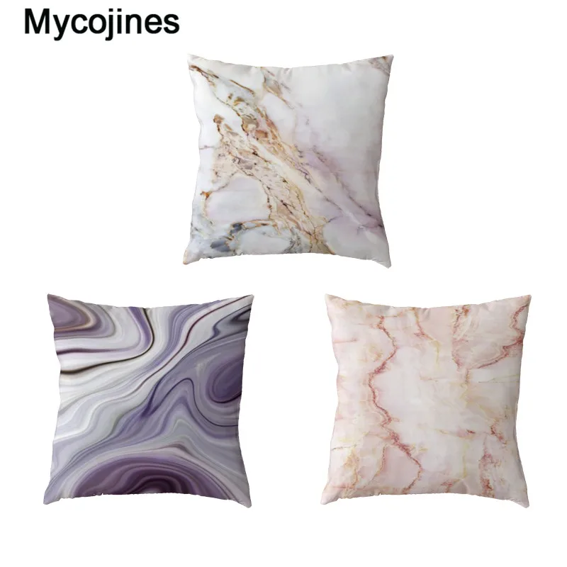 

Marble Texture Cushion Covers Polyester Peach Skin Material 45x45cm Throw Pillow Case Cushion Cover For chair Sofa Home Decor