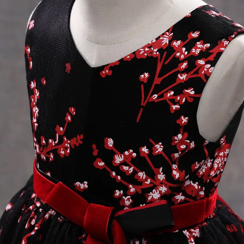 Детские платья для девочек с V-образным вырезом красное платье принтом Love