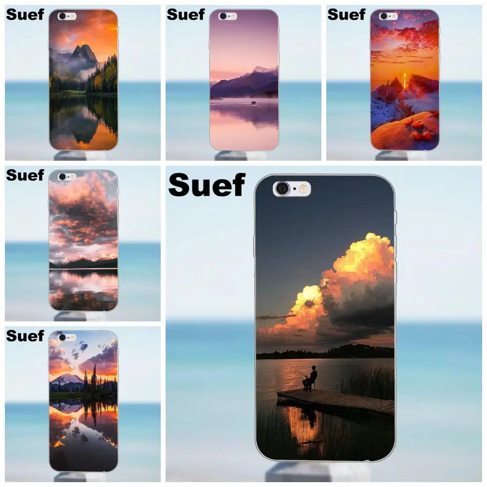 Для iPhone 4 4S 5 5S 5C SE 6 6S 7 8 Plus X Galaxy J1 J3 J5 J7 A3 A5 2016 2017 мягкий оригинальный горный Озеро
