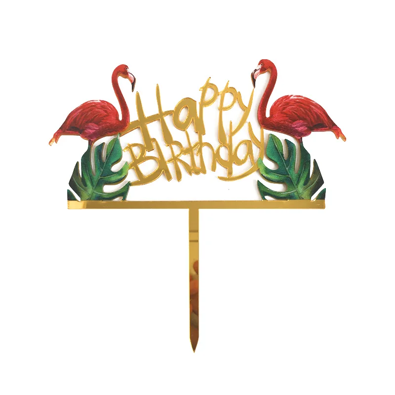 1pcs Cake Topper Летние вечерние Фламинго комплект Фламинго тема бумажная тарелка салфетки под чашки День Рождения украшения для детской вечеринки - Цвет: 1pcs Cake Topper