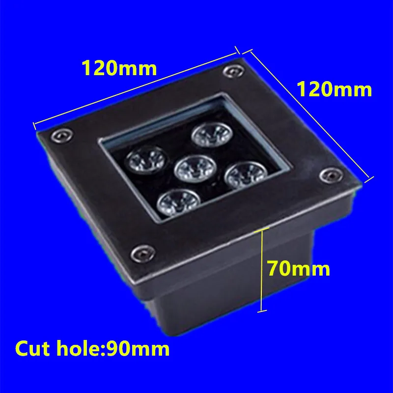 Бесплатная доставка 6 шт./лот наружное точечное освещение IP68 5 Вт квадратное