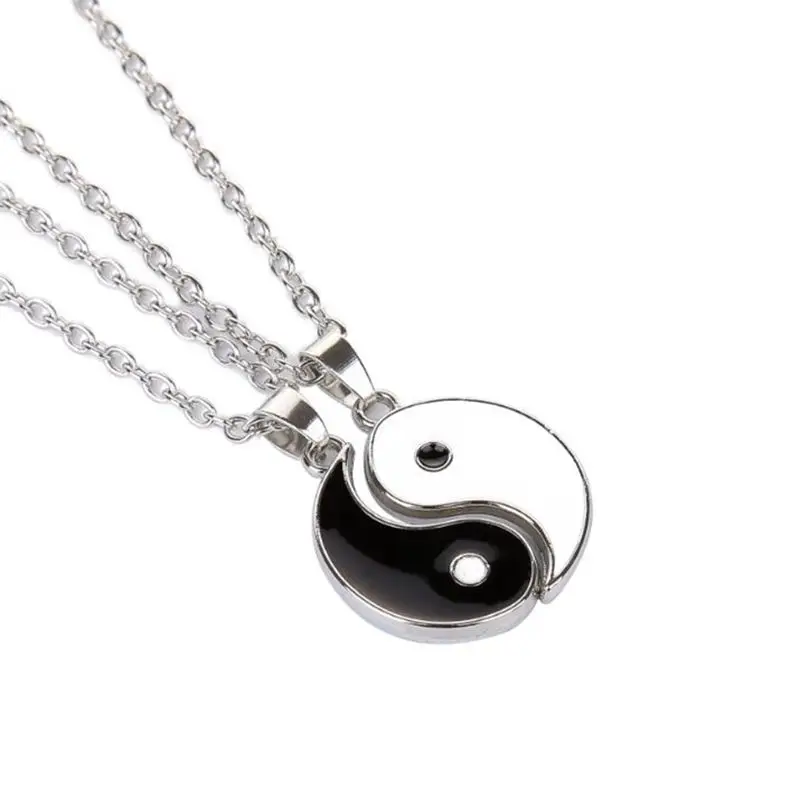 2 шт./лот эмалевое ожерелье Tai Chi Yin Yang подвеска парный чокер регулируемый браслет