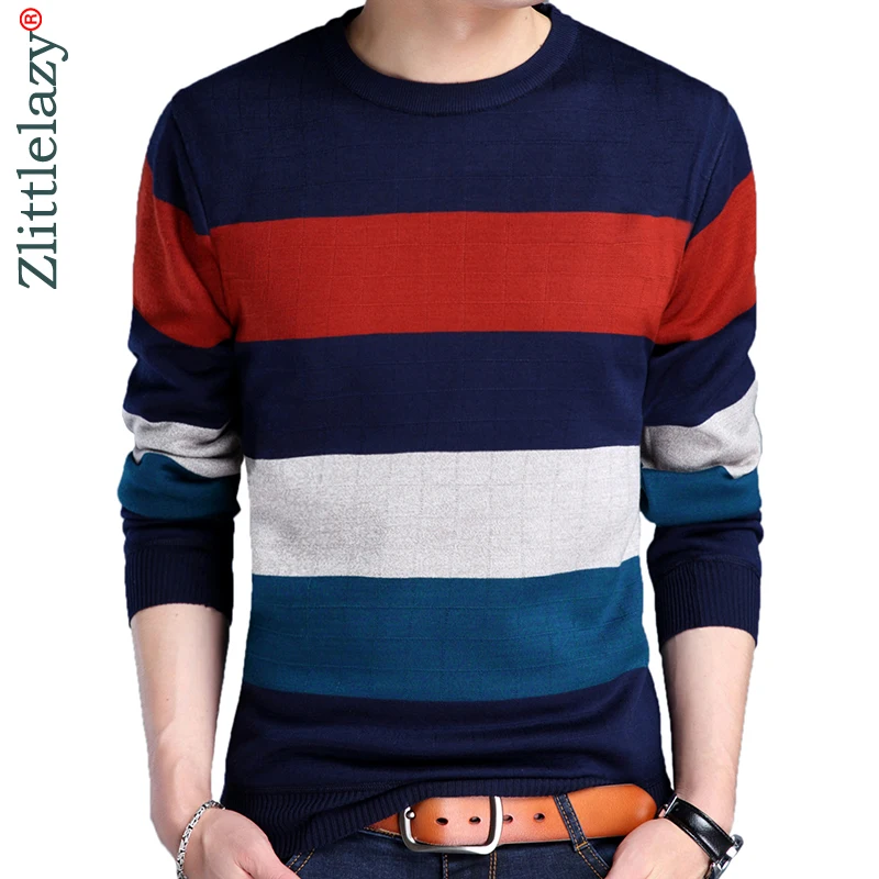 2019 брендовый Повседневный осенне-зимний теплый пуловер вязаный полосатый