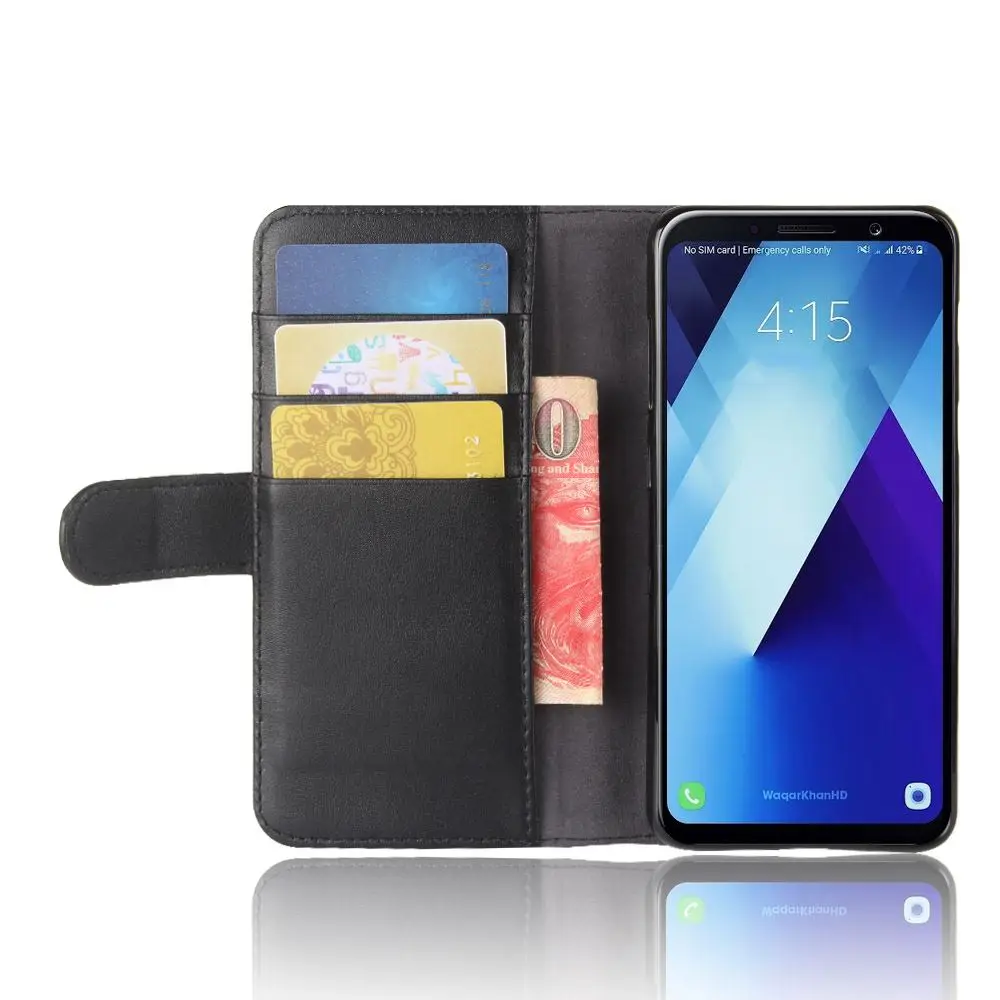 Yinghui для Samsung Galaxy A7 (2018) a730f флип магнитного Подлинная кошелек кожаный Стенд