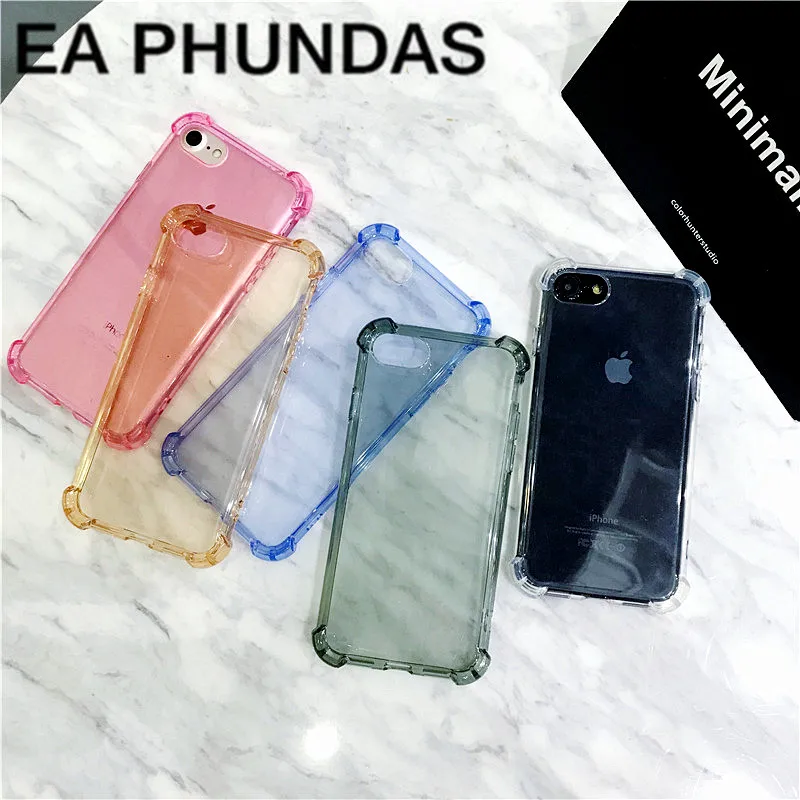 Luxury Transparent Four Corners Anti-knock phone Cover For iPhone 5 7 6 6S 8 Plus X Case Soft Silicone Full protect Coque Fundas |