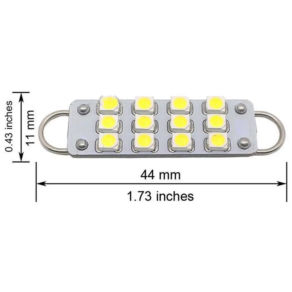 EE support 2 шт. 44 мм 12 SMD жесткая петля белая фестон светодиодный светильник лампы