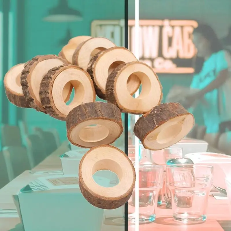 10 шт. свадебные принадлежности натуральное деревянное кольцо для салфеток