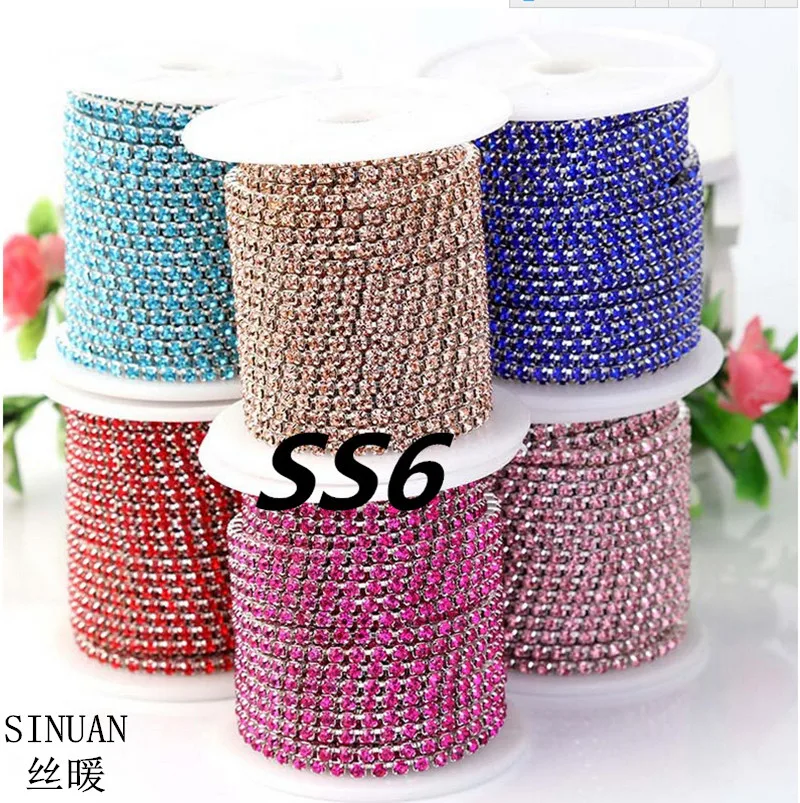 SS6 SS8 SS10 SS12 красочные класса AAA strass цепи rhinestone rolls 10 ярдов/рулон diy свадебная отделка