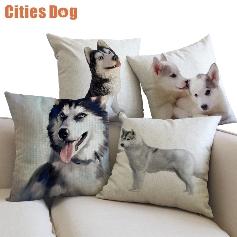 Декоративные подушки животных в виде собак cojines белье Сибирского Хаски размером