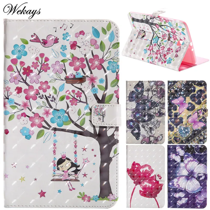 

Wekays Case for Samsung Galaxy Tab E 9.6" T560 T561 SM-T560 Cute Cartoon Butterfly Girl Leather Cover Case Funda Capa Tab E T560