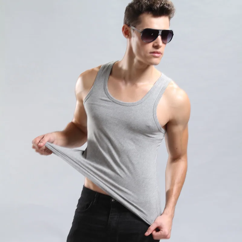 95% Cotton Men's Undershirts vest underwear fashion brand men sexy Mens Sleeveless Top Male Muscle Vest Bottoming Shirt | Мужская