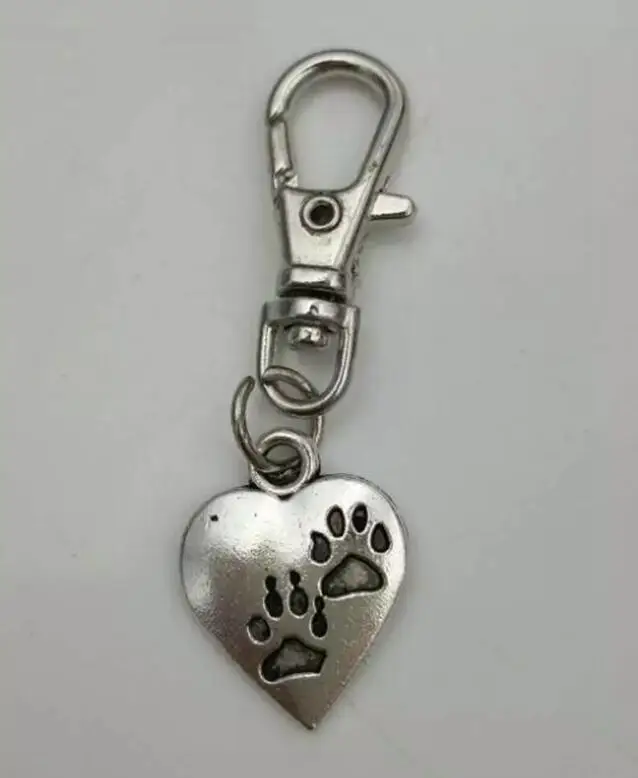 Кошки и собаки принт в виде лап Вращающийся брелок винтажный кулон для