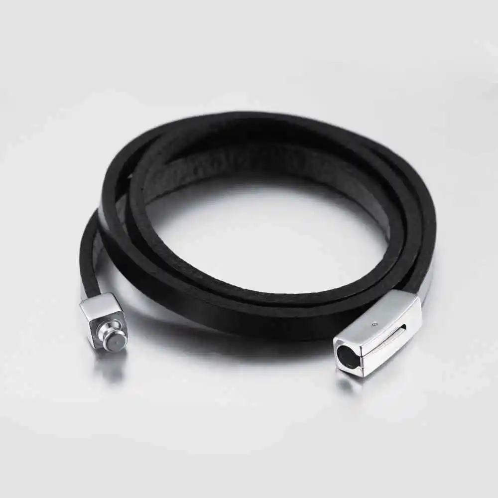 Wholesale Genuine Leather Fashion Men Bracelet Accessorise 200mm Stainless Steel Bracelets &amp Bangles Jewelry (JewelOra BA101937) |