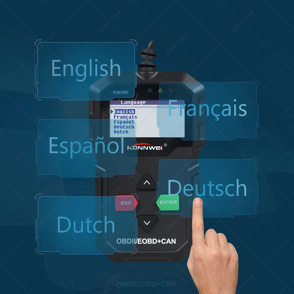 KONNWEI KW590 поддерживает многоязычный полнофункциональный автоматический