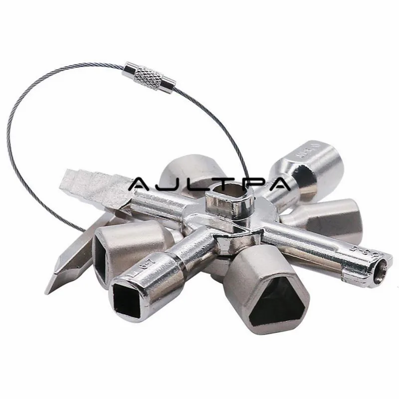 

10 In 1 Multifunction Cross Switch Key Wrench Alloy Universal Square Triangle For Elevator Electrical Cupboard Box Train Cabinet