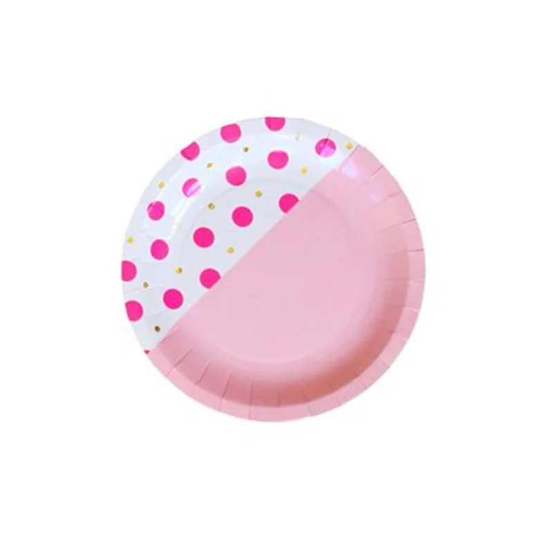 8pcs pink plate Одноразовые тарелки мятно-зеленый/розовый синий золотой фольги 7 дюймовые бумажные печатные формы тематическая вечеринка для ребенка невесты ДУШ свадебные принадлежности - Цвет: 8pcs pink plate