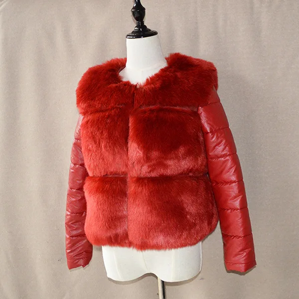 

S-2XL Very good quality fake Fur Coat pu stitchfake fur Winter Women Luxury Faux Fur long sleeve Woman warm Fake Fur coat wj1658