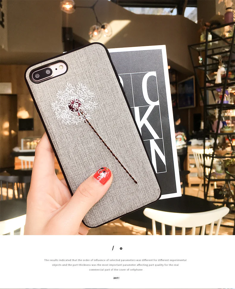 Для Apple iphone 6 6s 7 8 плюс ручной вышивки 3D цветок одуванчика Чехлы для x чехол