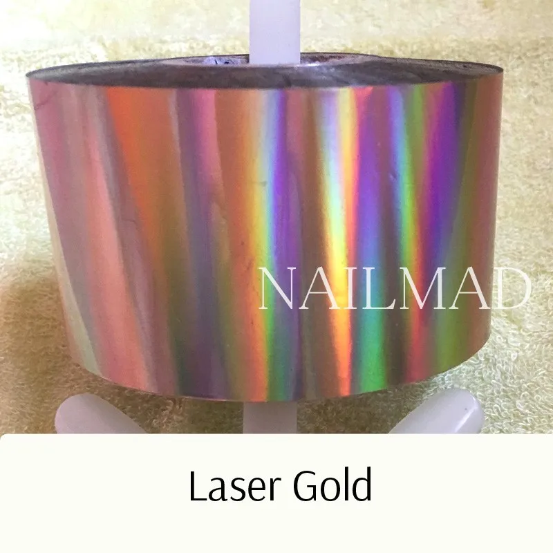 Laser Gold 1 рулон 120 м* 4 см Лазерная Радужная переводная Фольга для ногтей голографические точки песок Фольга для ногтей бумага дизайн ногтей Наклейка Маникюр украшение - Цвет: Laser Gold