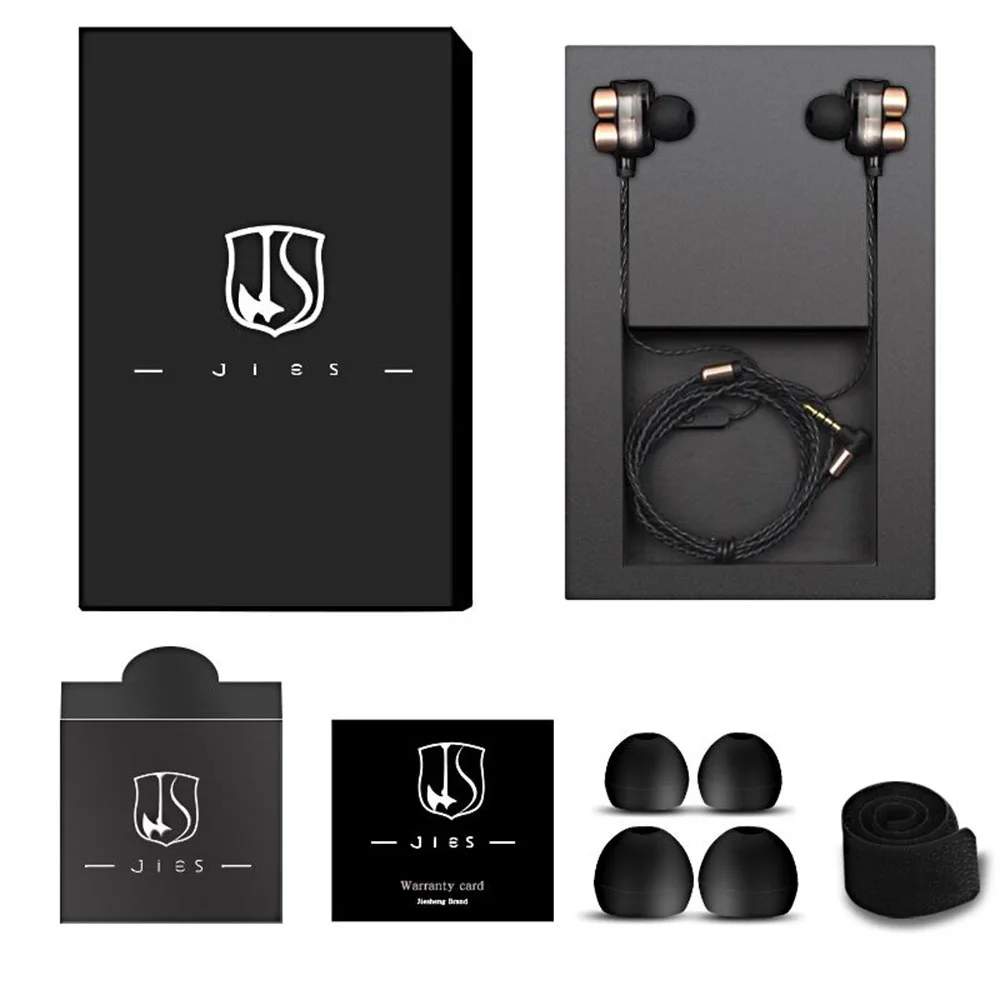 Jies X7 наушники вкладыши стерео Hi Fi двойная волторна глубокий бас С микрофоном