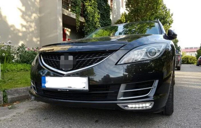 DRL для Mazda 6 2008 2009 2010 12V светодиодный Водонепроницаемый ABS DC дневной ходовой светильник Дневной светильник с хромированной крышкой ABS