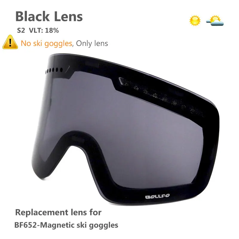 Black Lens Лыжные очки с магнитным двойным слоем Поляризованные линзы для катания на лыжах противотуманные UV400 очки для сноуборда для мужчин и женщин лыжный Чехол для очков - Цвет: Black Lens