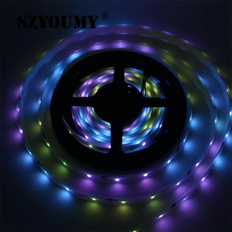 

SZYOUMY 50m 12V 6803 IC Magic Dream Color LED Flexible RGB Strips 30LED/m SMD 5050 IP67 Tube Waterproof Chasing Lights