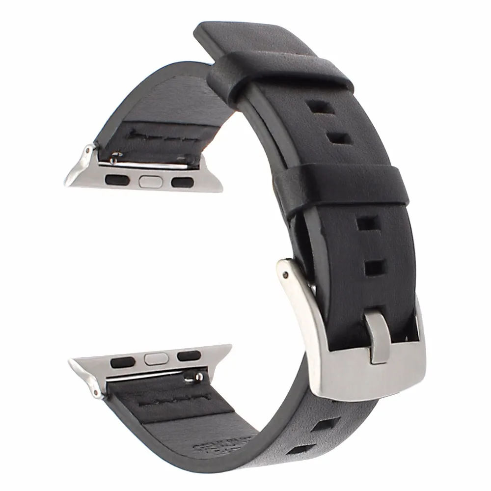 Ремешок итальянский из жирной кожи для iWatch Apple Watch SE 38 мм 40 42 44 Series 6 5 4 3 2 1 браслет со