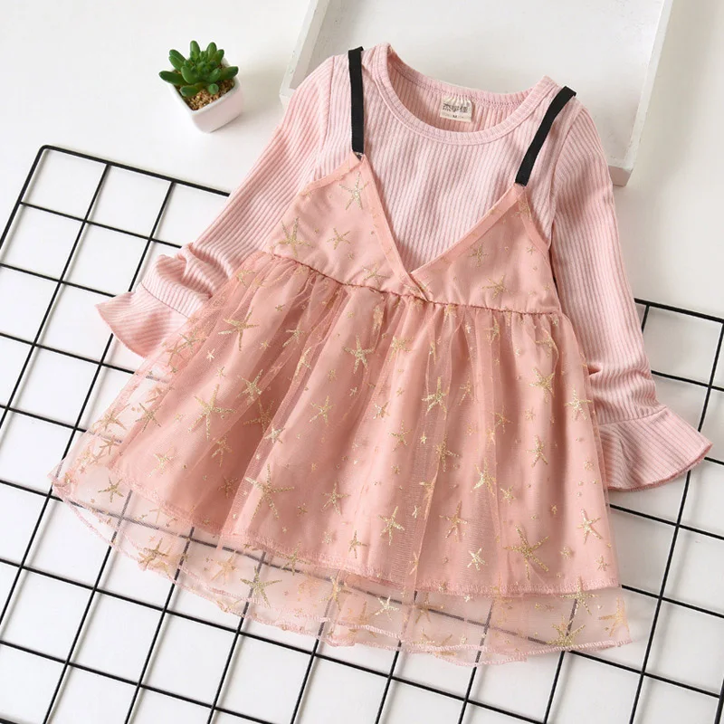 EABoutique baby girl dress spring autumn long sleeved mesh for 2-5 years Q0314 | Детская одежда и обувь
