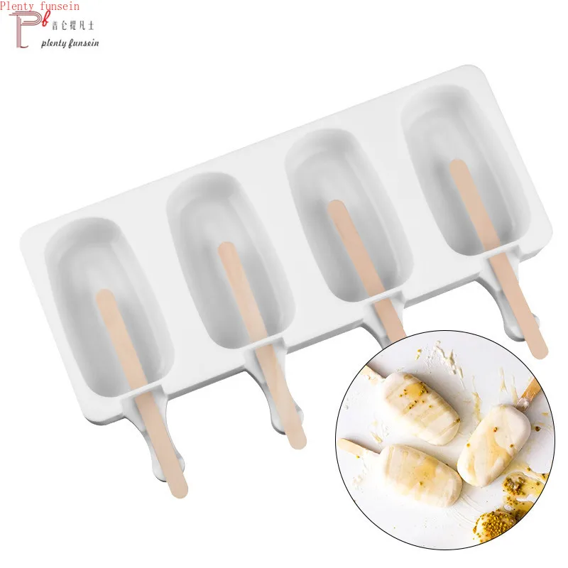 

Homemade Food Grade Silicone Ice Cream Molds 2 Size Lolly Moulds Freezer Bar Mold Maker with Popsicle Sticks