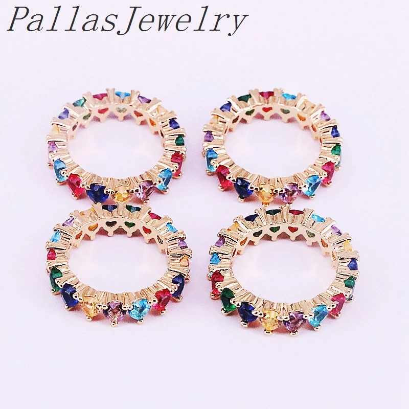 

10Pcs Cz engagement ring heart shape colorful cubic zirconia Gold color trendy women Sparking finger rings