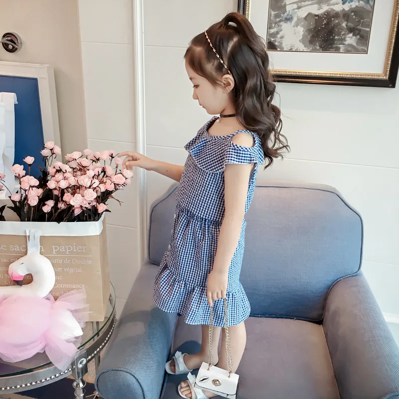 Платья для девочек летняя одежда младенцев новые корейские Детские комплекты из