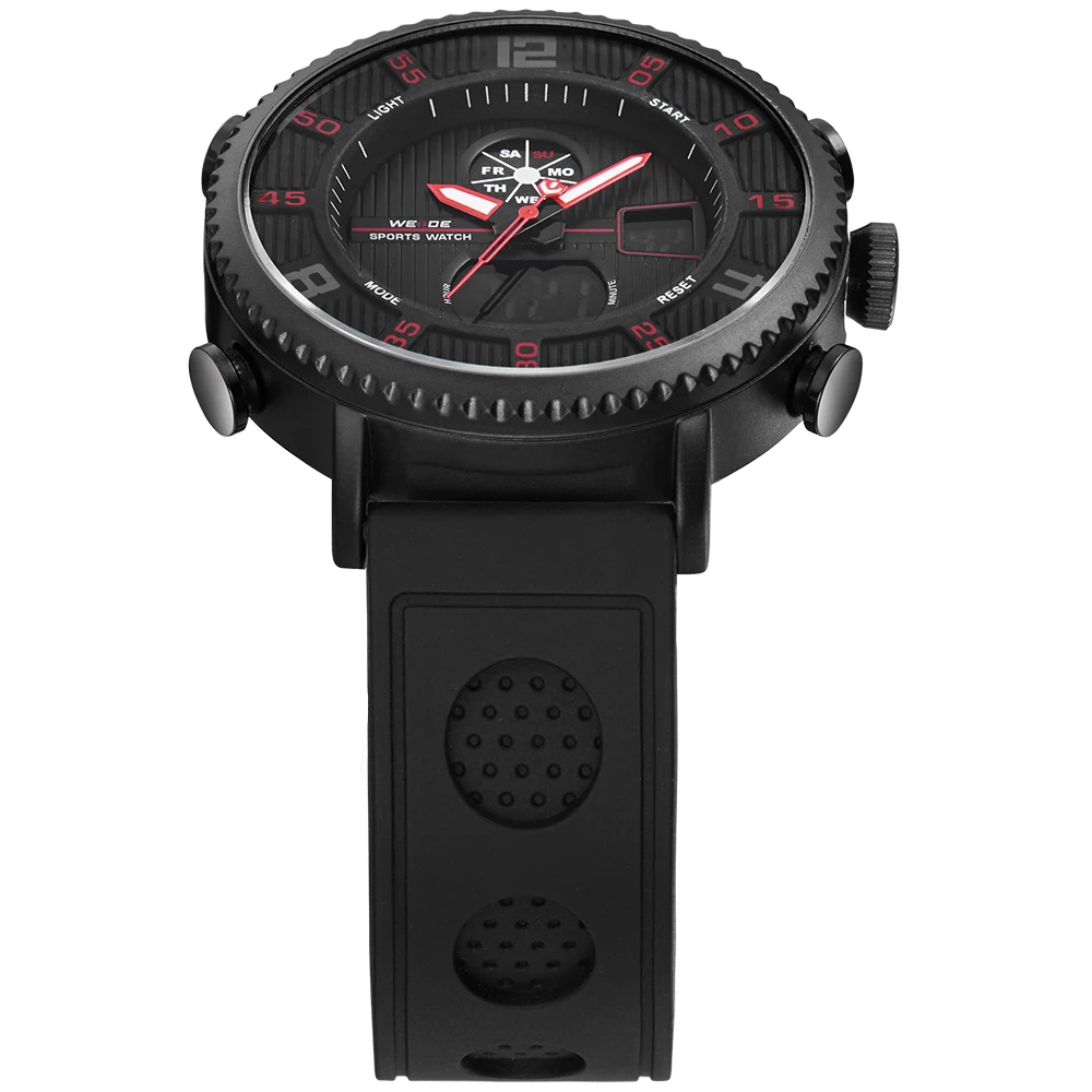 WEIDE Модные Часы кварцевые светодиодный мужские водонепроницаемые спортивные