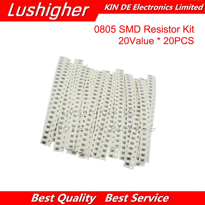 

20 значений * 20 шт. 400 шт. 0805 SMD комплект резисторов 5% 1/8 Вт (10 Ом ~ 1 м ом) компоненты Diy набор образцов