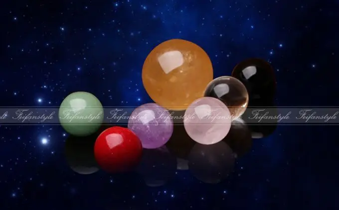 

Feng Shui Natural Multicolor crystal balls Seven Star Array Exorcise Statue With Shelf F448CL crystal love