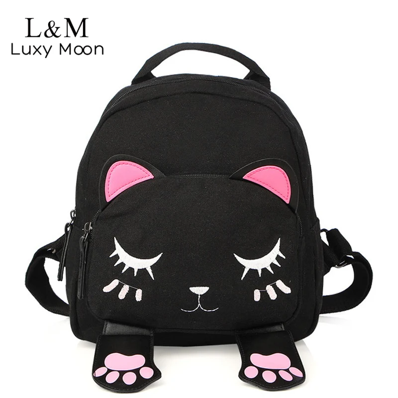 Женский холщовый рюкзак для девочек подростков сумки с кошкой интересные