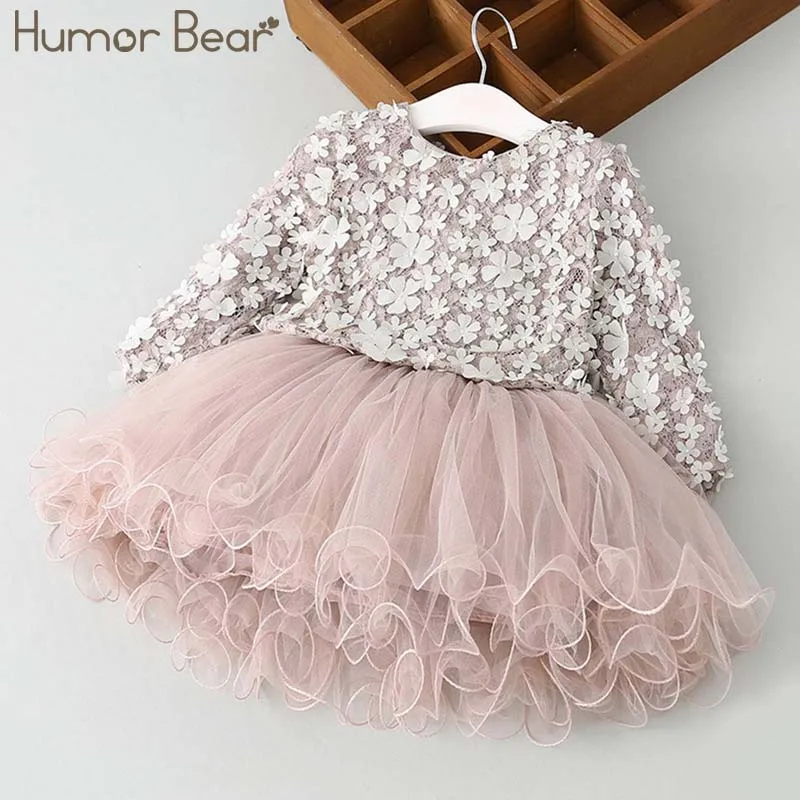 Humor Bear/платье для девочек; Новинка года; Брендовые платья для девочек платье принцессы с кисточками и вырезами детская одежда - Цвет: pink
