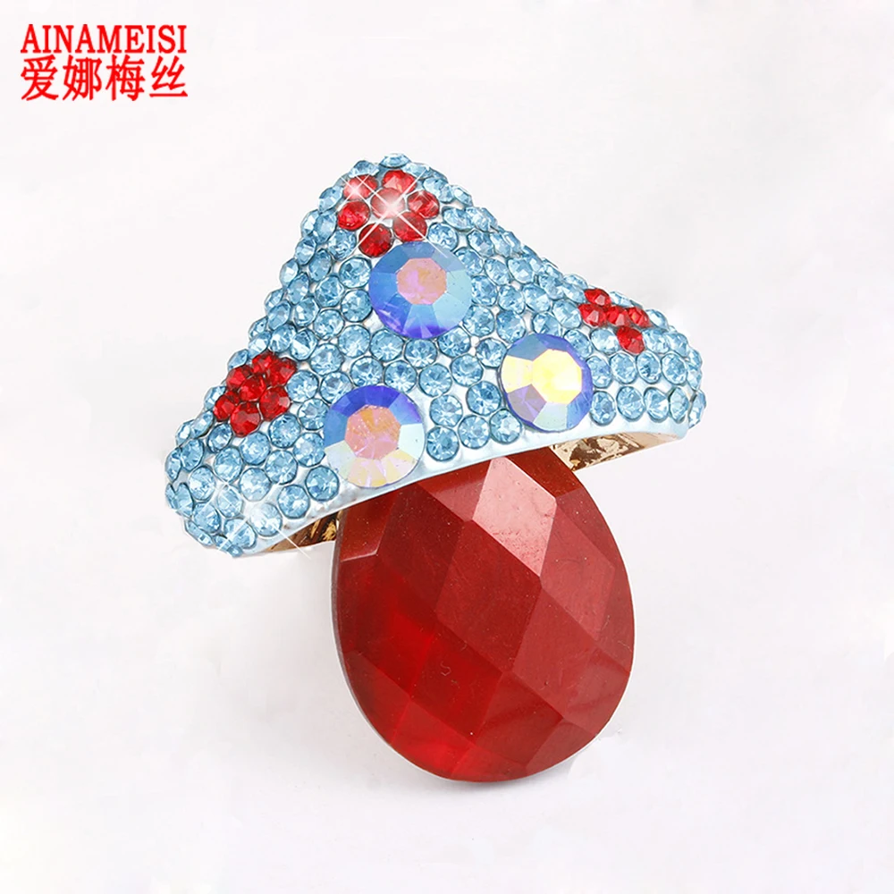 AINAMEISI модные броши в форме грибов для женщин золотой цвет разноцветные стразы