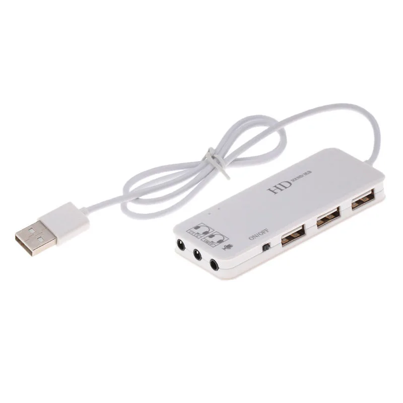 Новинка Хит 3 порта концентратор звуковая карта USB 2 0 аналоговый преобразователь