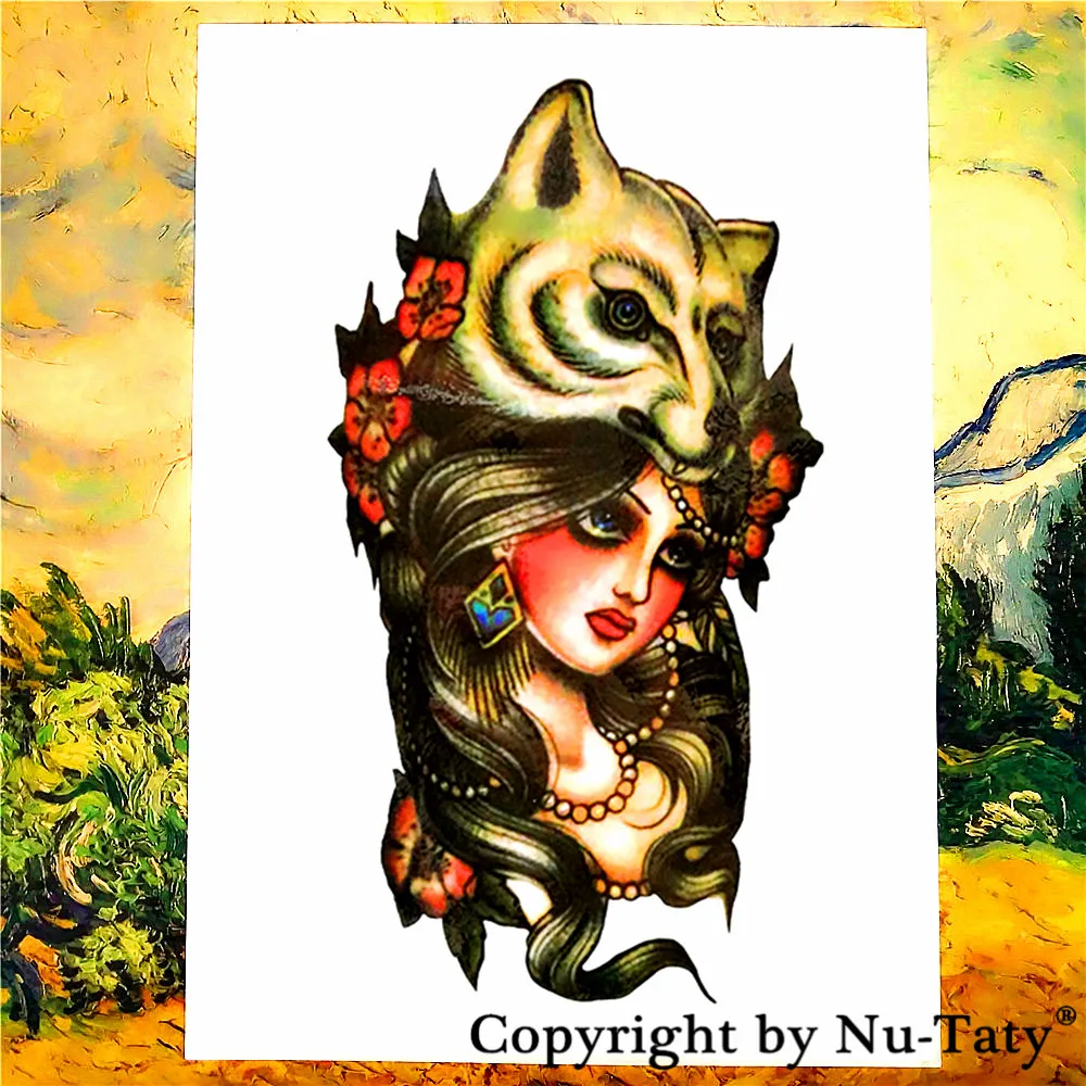 SHNAPIGN Sexy wolf tribe beauty Flash стикер татуировки 21*15 см водонепроницаемый Tatto Harajuku хна