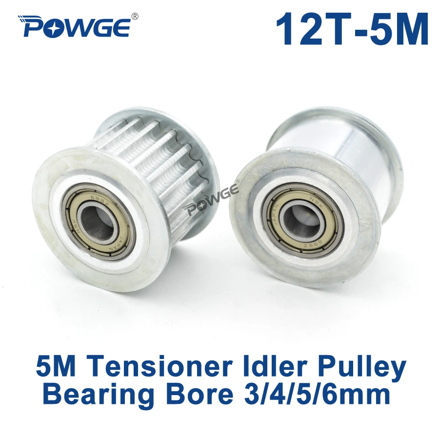

POWGE 12 Teeth 5M Idler Pulley Tensioner Wheel Bore 3/4/5/6mm with Bearing Guide 5M synchronous pulley HTD5M 12teeth 12T