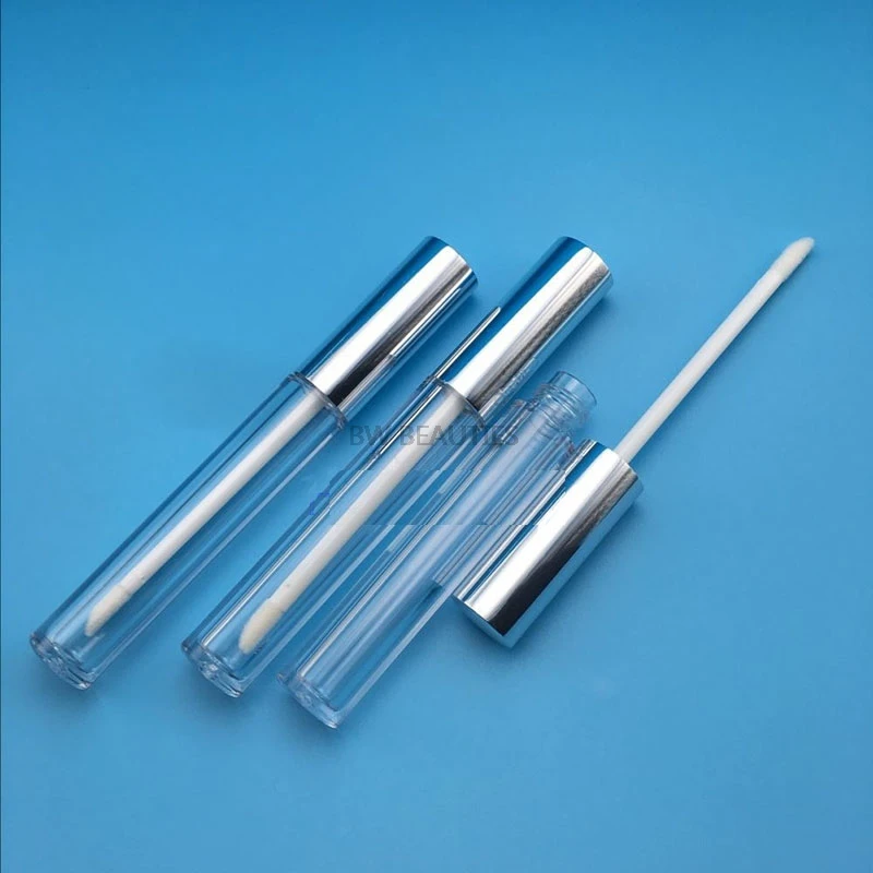 

100pcs/lot 4ML Clear Empty Cosmetic Liquid Lipstick Bottle, DIY Plastic Lip Gloss Tube with Silver Cap, Professional Makeup Tool