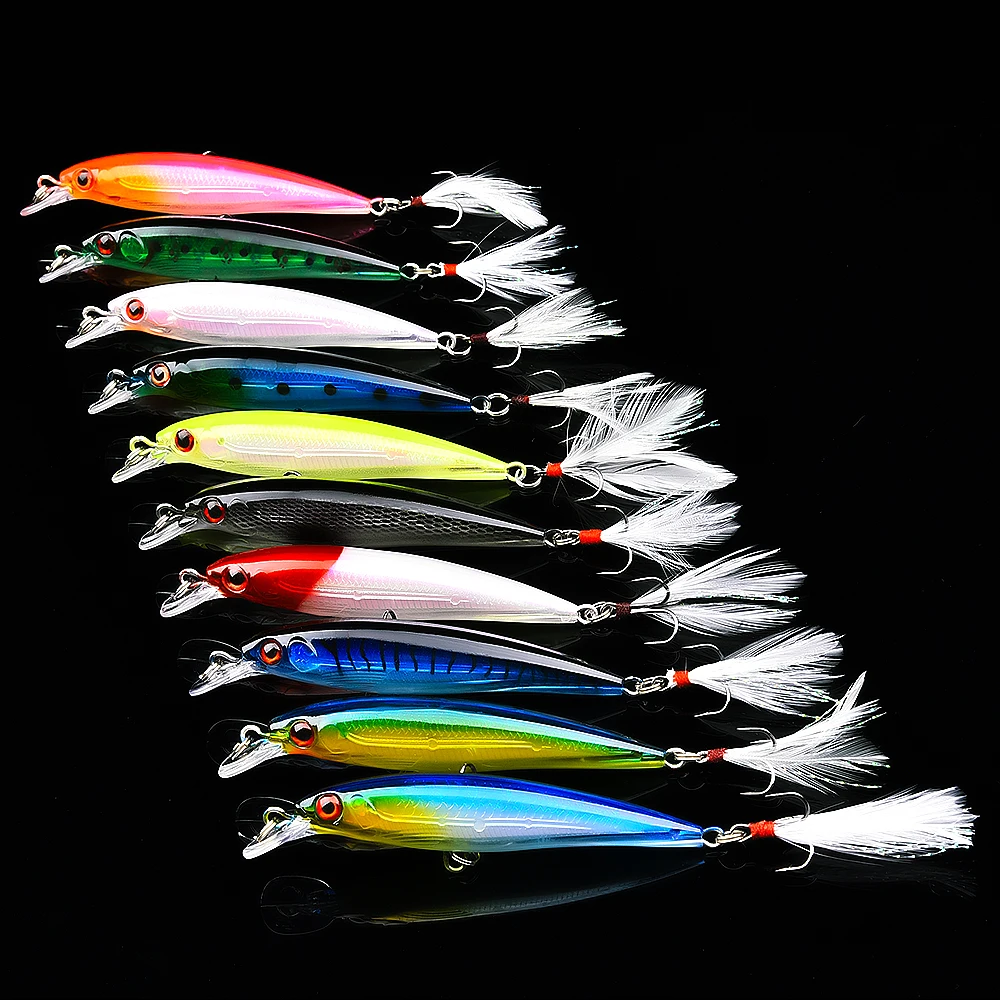 Fulljion Minnow приманки для рыбалки Iscas Artificiais ловли карпа с перьевыми крючками Wobbler Olta