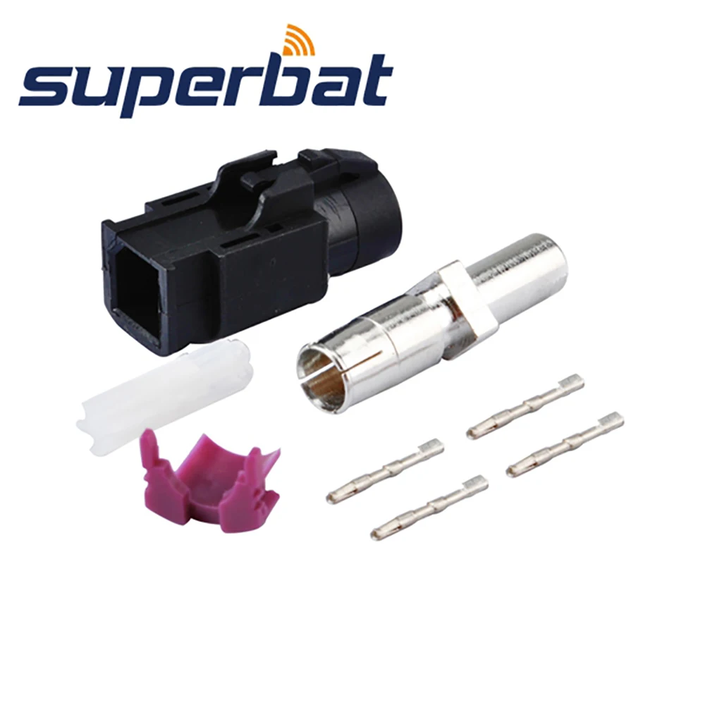 Superbat Car HSD кабель Fakra Мужской черный/9001 обжимной прямой разъем типа &quotДжек&quot ВЧ