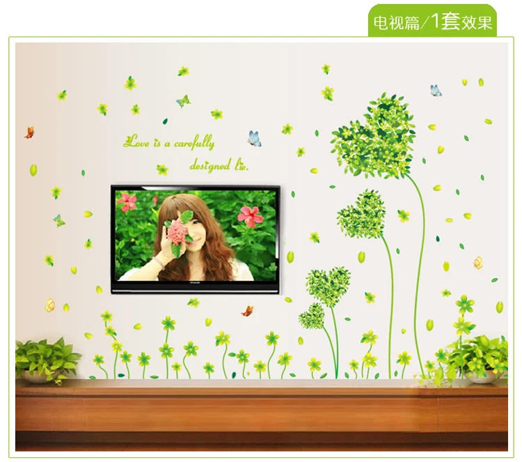 

Free Shipping 2016 HOT Sale new arrival Original Design-love green grass/Removable Wall Decals /Waterpoof Wall Sticker