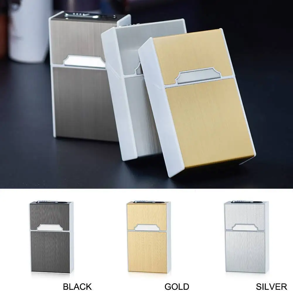 Creative Portable 100x60x30mm Zinc Alloy 20 Sticks Men Woman thin Cigarette Case box with Lighter USB charge cigarette lighter | Дом и сад