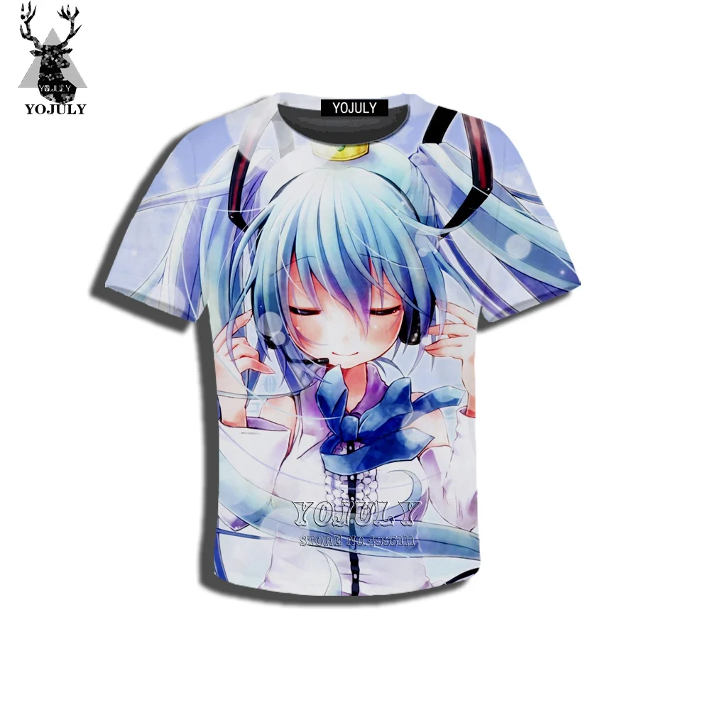YOJULY/Детская Повседневная футболка с 3D принтом аниме для девочек, Vocaloid Hatsune Miku Kawaii летняя футболка одежда для мальчиков и девочек C35 - Цвет: 15